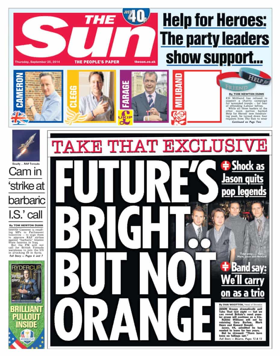 The Sun's front page today