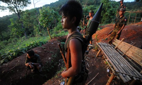 Young soldiers from the All Burma Students Democratic Front rebel group.