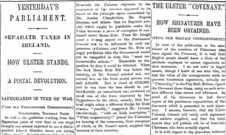 Ulster Pact, Manchester Guardian October 18, 1912