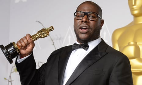 Steve McQueen with his Best Picture Oscar for 12 Years A Slave. Photograph: Xinhua /Landov/Barcroft 