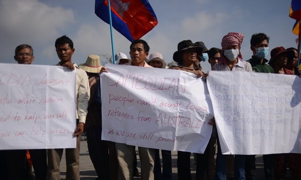 Cambodia protest against Australian refugee deal