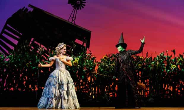 Lucy Durack (Glinda) and Jemma Rix (Elphaba) in the Australian production of Wicked.