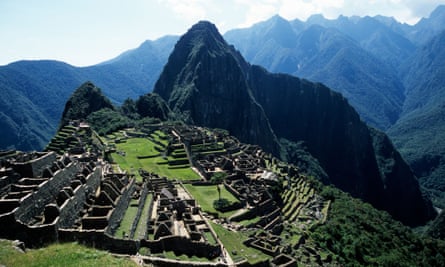 Machu Picchu, with Huayna Picchu behind, in Peru, South America.