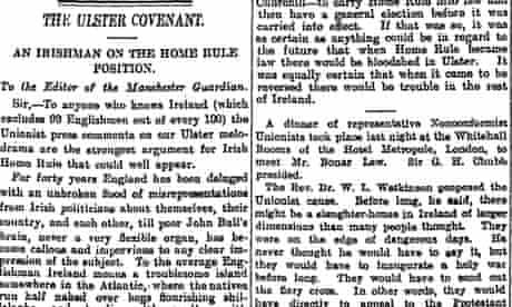 Letter on the Ulster Alliance, Manchester Guardian October 26, 1912