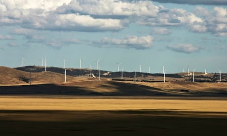 Wind turbines on the Lake George Capital