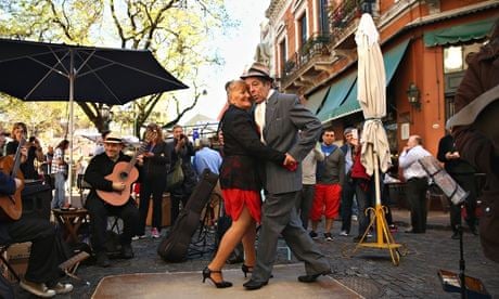 A couple dance the tango in San Telmo