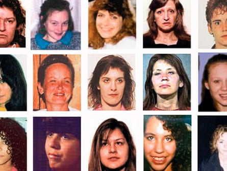 Twenty-six of the women accused Robert Pickton is accused of having murdered; Sarah de Vries is in the bottom left of the third row.
