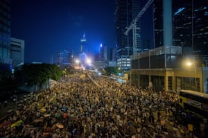 Protesters clash with riot police in Hong Kong.