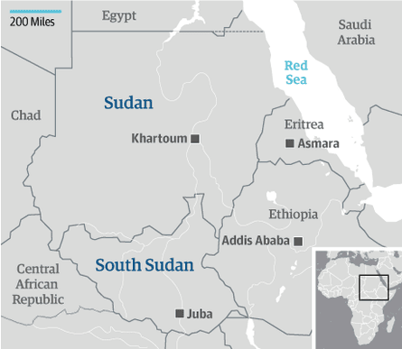 South Sudan and Sudan map