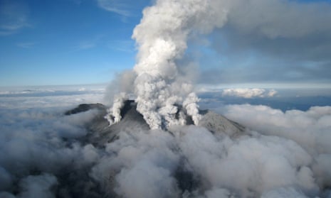 The eruption of the Mount Ontake in central Japan. 