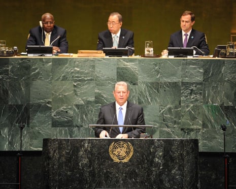 Al Gore, Chairman of Generation Investment Management, speaks during the opening ceremony of the climate summit at the UN headquarters.