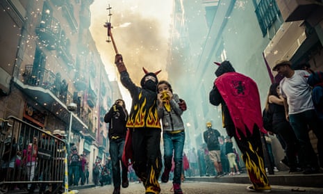 Children in devil costumes in Barcelona