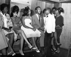 Ali was still known as Cassius Clay when this photo was taken. There’s something boyish about his efforts to impress his audience. I like how one of the women, Ronnie Spector, seems impervious to his bravado. I also like knowing that the guy in the white tuxedo, who is neither overawed nor overshadowed by Clay, is a young Stevie Wonder.