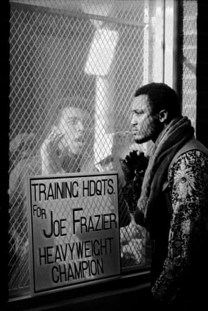 This photograph was taken ahead of the world title fight in 1971. Frazier is steadfastly trying to ignore his bitter rival but in fact you wonder if he’s imprisoned by Ali’s taunts – a feeling that’s reinforced by the wire meshing which separates the two men. I also love how their eyes don’t meet; it fills the frame with tension.