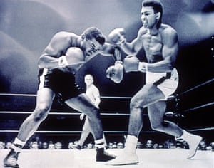 In all of the photographs I’ve seen of Ali, I can’t think of any where he looks as supremely toned as this. You can almost see the sinews of his upper body tensing as he prepares to unload a punch. The unusual patchwork of the background lighting, and the way it seems to hang above the ring, is pretty electrifying as well.