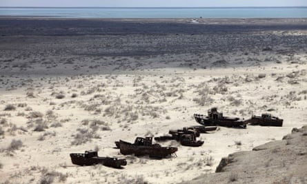 A ship graveyard near Muynak, at an area of the dried up Aral Sea in Uzbekistan.