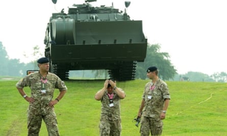 British Army personnel patrol the Celtic Manor Resort in Newport