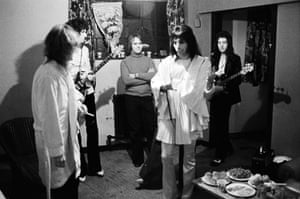 Queen backstage at the rainbow in 1974.