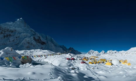 Everest base camp after a heavy snow fall in the Khumbu region, Nepal.