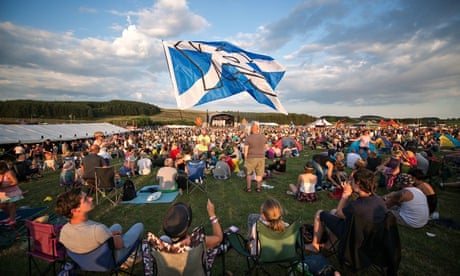 A pro-independence Scottish flag at the Wickerman music festival