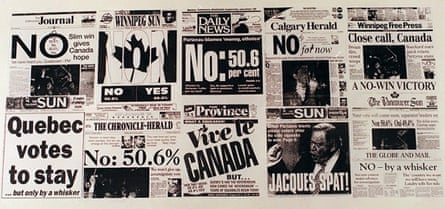 Quebec referendum headlines in 1995