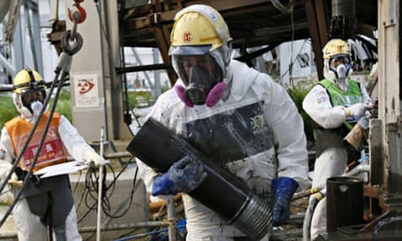 Workers constructing the Fukushima ice wall