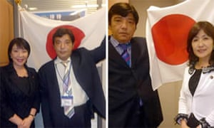 Pictures from Japanese neo-Nazi Kazunari Yamada's website show him posing with Shinzo Abe allies