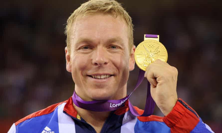 Sir Chris Hoy with his London 2012 gold medal for the keirin.