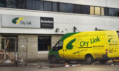 A van sits idle at a City Link depot in south London.