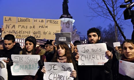 Je Suis Charlie protests in Paris, France, after the Charlie Hebdo attack