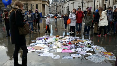 Pens, candles and placards left after the #JeSuisCharlie vigil 