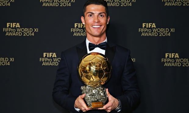 Cristiano Ronaldo with the Ballon d'Or