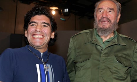 Former Argentine soccer player Diego Maradona and former Cuban president Fidel Castro in 2005.