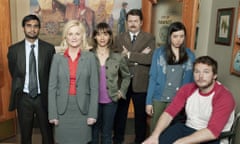 Feeling pawnee? Parks and Recreations cast (L-R) Aziz Ansari, Amy Poehler, Rashida Jones, Nick Offerman, Audrey Plaza, Chris Pratt