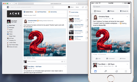 Facebook at Work is launching for iOS and Android initially.