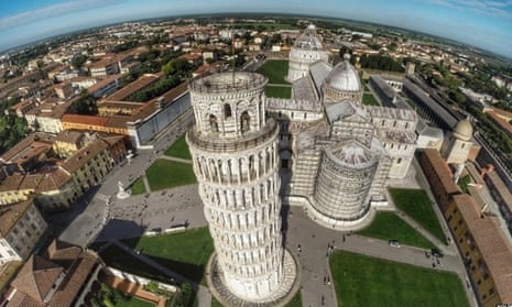Leaning Tower of Pisa taken with a camera attatched to a drone