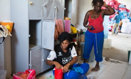 Sebastiana Pimenta, left, after a day's work at the new Valter dos Santos recycling cooperative. Photograph: Lianne Milton