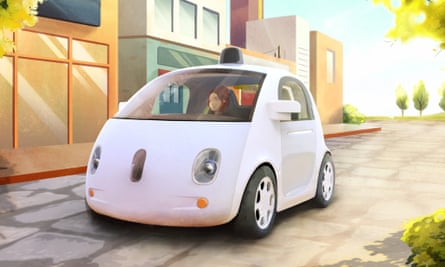 An artistic sketch of Google's prototype of a self-driving car.  Photograph: Google/Hando