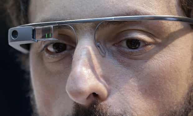 Sergey Brin wears Google Glass