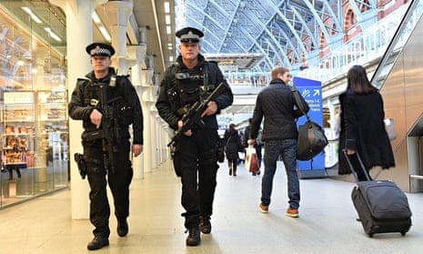 UK police in St Pancras following the CHarlie Hebdo attack