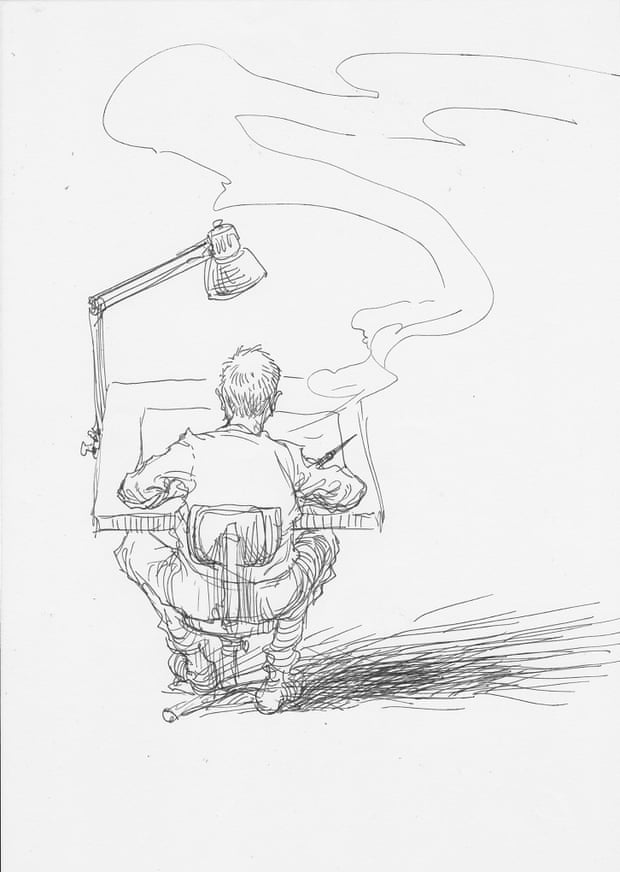 Chris Riddell illustration of artist working