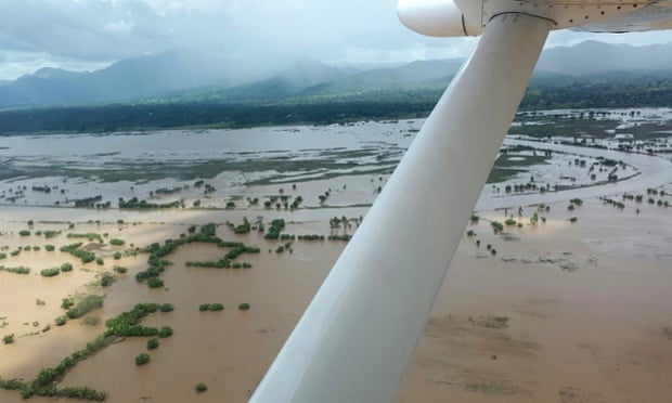 An aerial view of flooding area in the Chikwawa area of Malawi