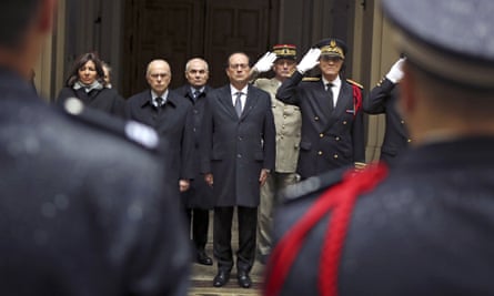French president François Hollande observes a minute's silence