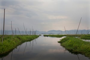 Land surrounding the picturesque Inle lake, Taunggyi district, Shan state, Burma