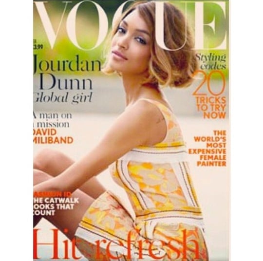 Jourdan Dunn on cover of British Vogue from her instagram account