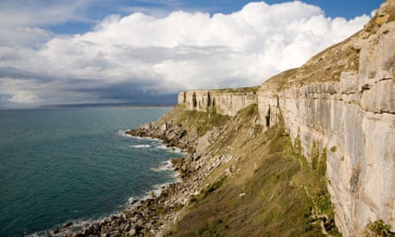 Cliffs on the west side of the Isle of Portland, Dorset, UK