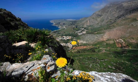 Sicily's San Vito Lo Capo peninsula seen from the slopes of Montegallo