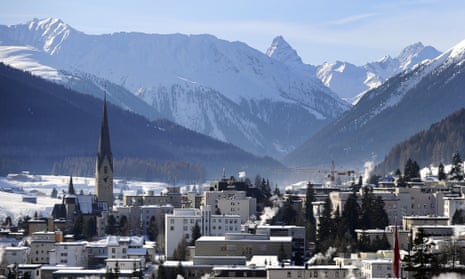 Davos village in the snow