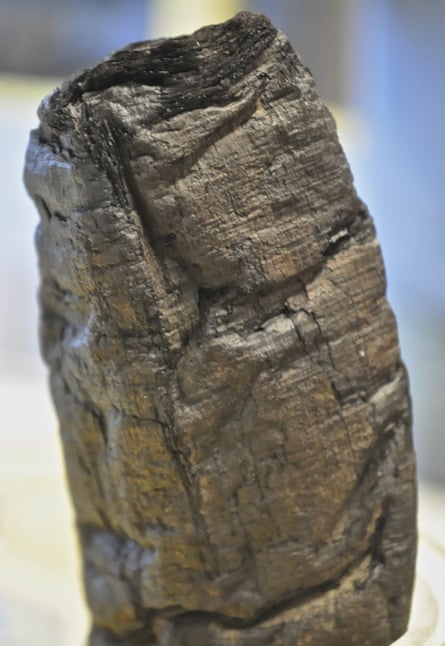 Charred remains of an ancient papyrus scroll from Herculaneum