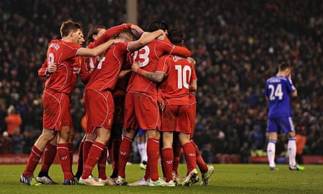 Liverpool celebrate their goal against Chelsea